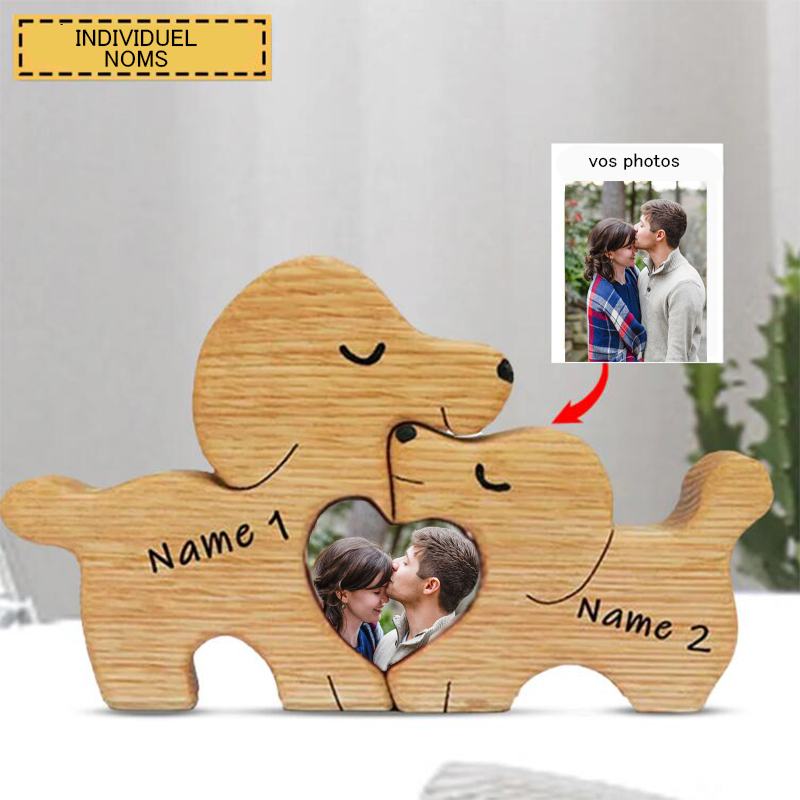 Ornements personnalisés de puzzle photo double en bois