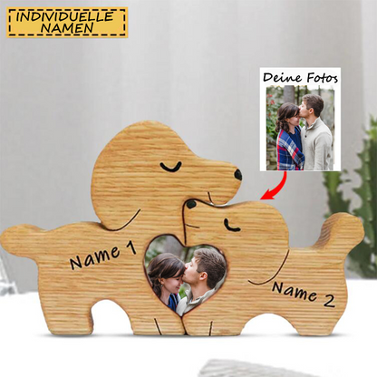 Personalisierte, individuelle Doppelfoto-Puzzleornamente aus Holz