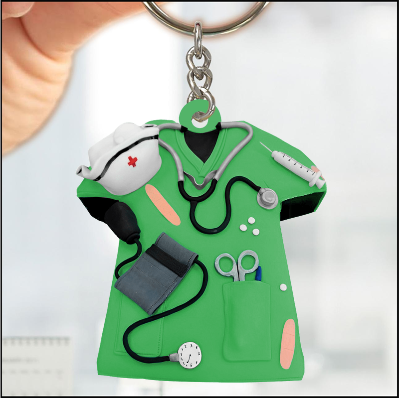 Personalisierter Krankenschwester Scrubs Schlüsselanhänger – Geschenk für Krankenschwester
