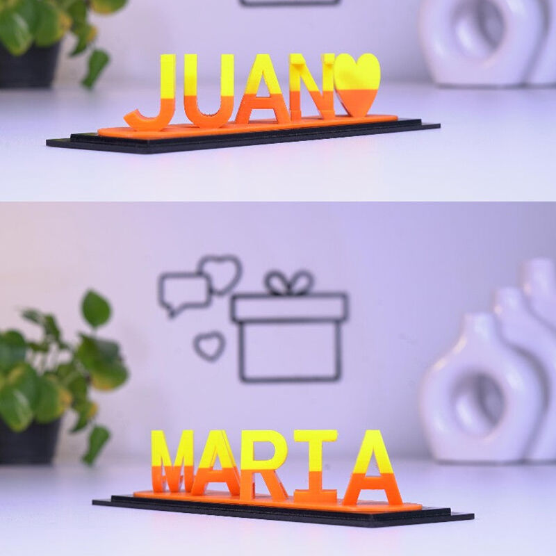 Dual Name Illusion Liebe 3D gedruckt als süße Geschenke