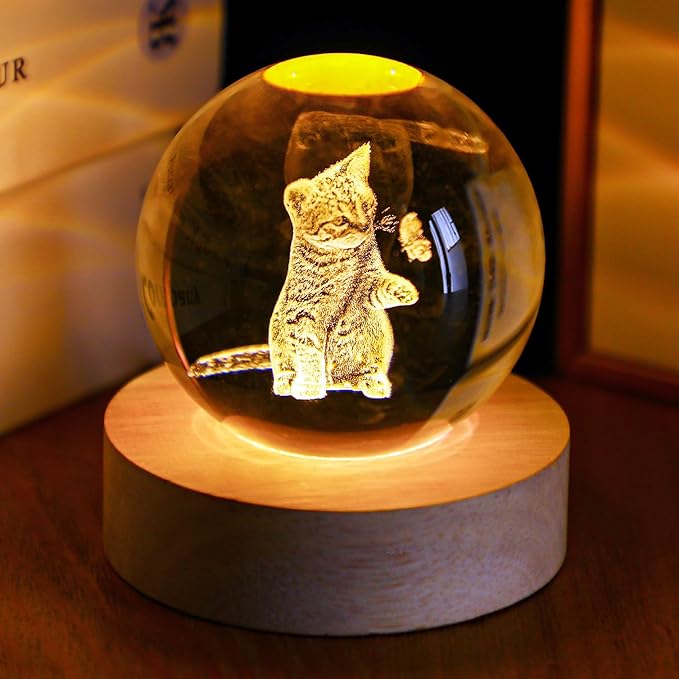 Lampe de nuit personnalisée avec gravure en cristal pour animaux de compagnie