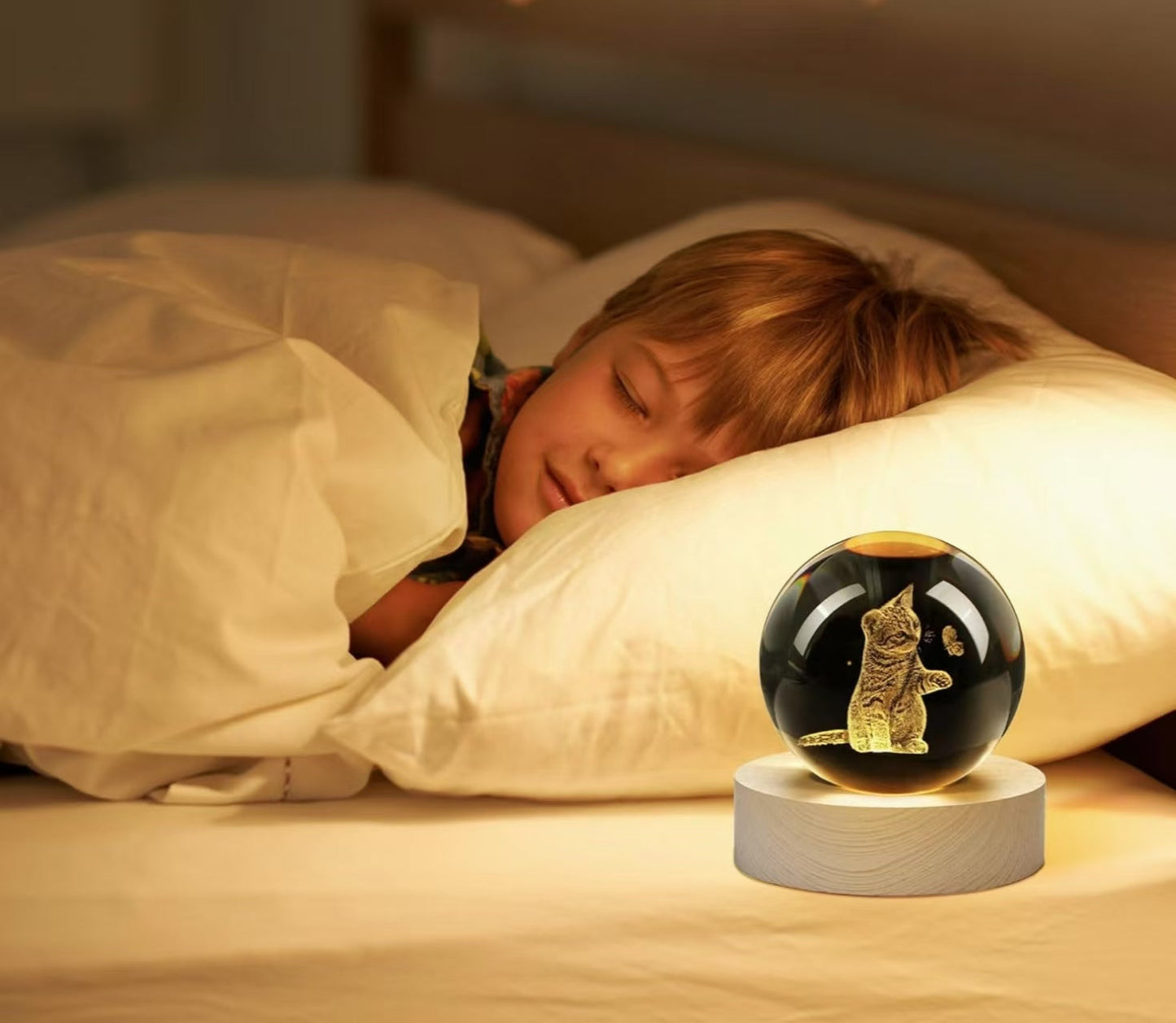 Lampe de nuit personnalisée avec gravure en cristal pour animaux de compagnie