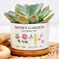 Personalisierter Blumentopf „Mom's Garden“, individueller Geburtsmonat, Blumenfamilie