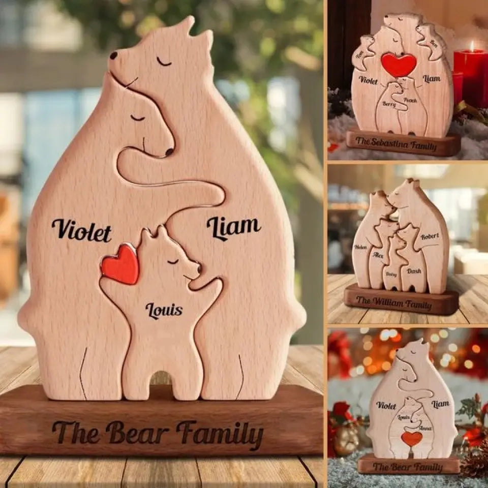 We Are One - Puzzle d'art en bois en forme d'ours personnalisé