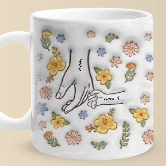 Vous nous tenez la main, même nos cœurs - Mug 3D personnalisé personnalisé avec effet gonflé - Cadeau pour maman, grand-mère