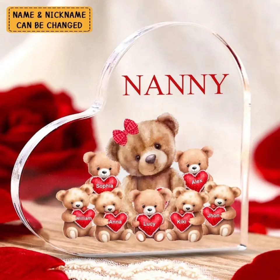 Personalisiertes Acrylschild „Mama Bär mit kleinen Kindern“.