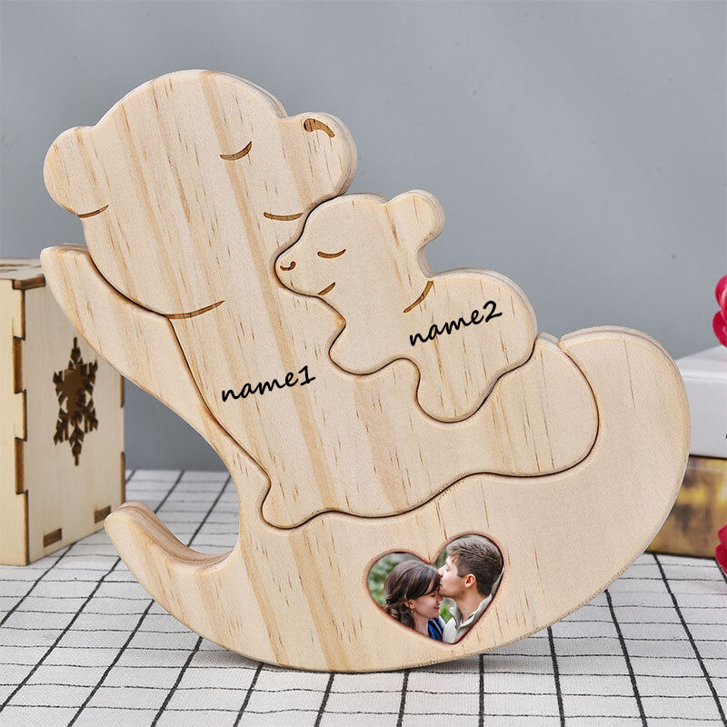 Ornements personnalisés de puzzle photo double en bois