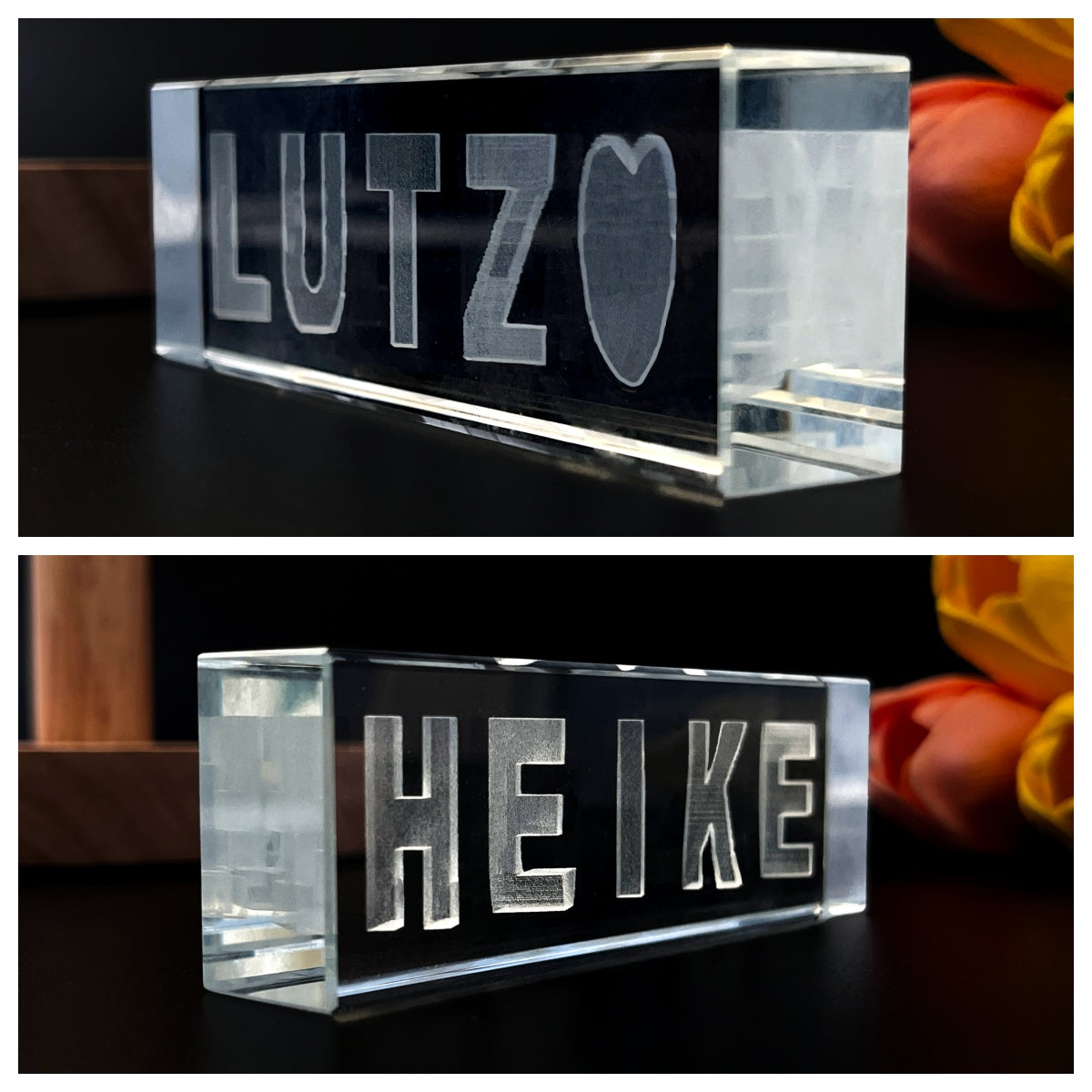 Dubbele naam Illusion Love 3D afgedrukt als een zoet geschenk