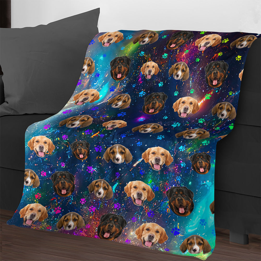 Kundenspezifische Galaxie mit Tatzen-Hundekatzen-Foto-Decke, Haustier-Liebhaber-Geschenk